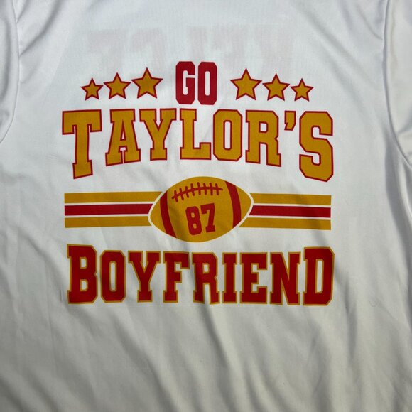 Travis Kelce Kansas City Chiefs #87 Taylor's Boyfriend T-Shirt White Size M - Picture 6 of 6